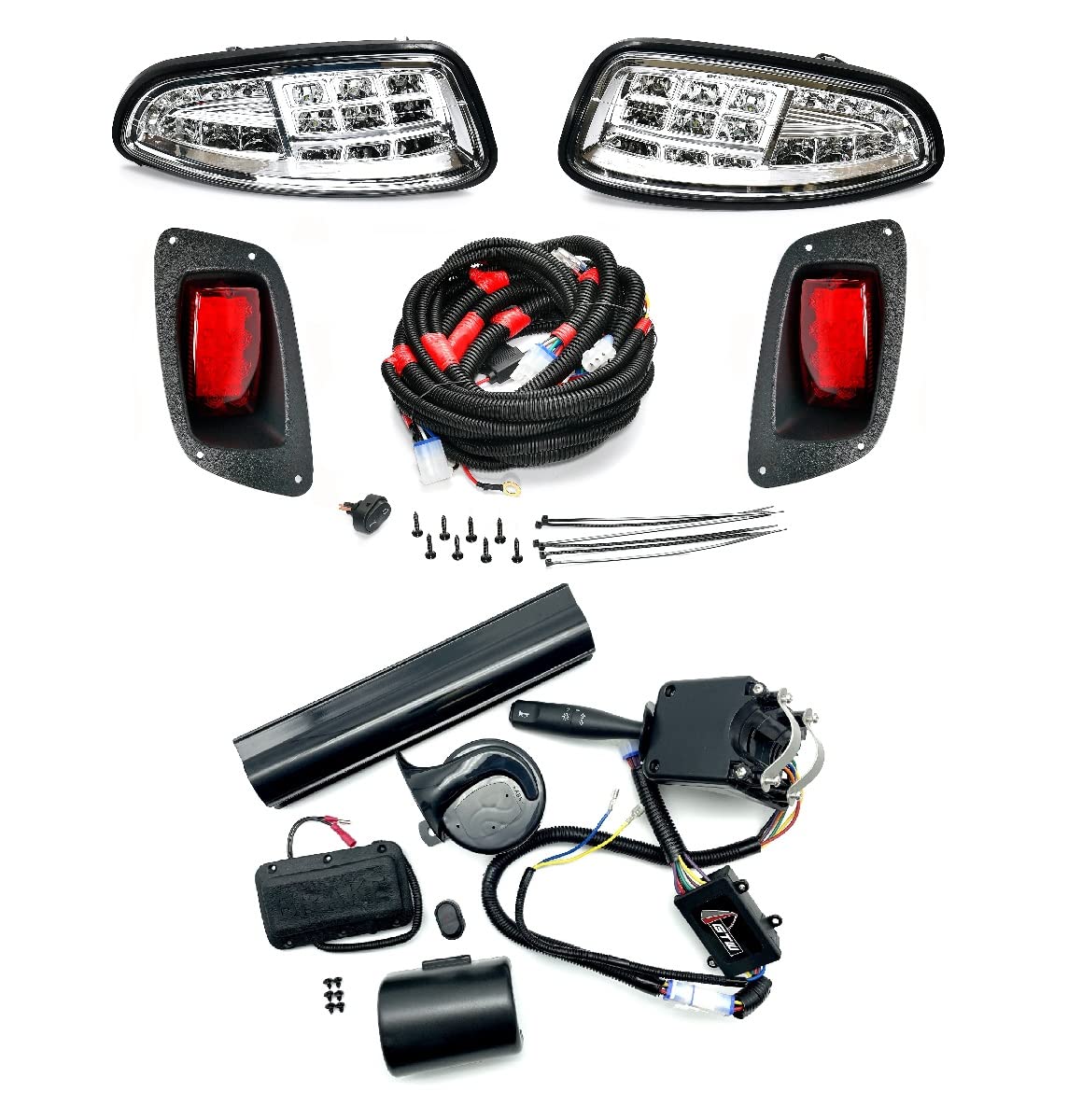 EZGO RXV LED Light Kit with Tail Lights - Compatible with 2008-2015 Golf Carts (Includes Upgrade Kit) | Enhanced Night Visibility for Safe Driving on Golf Courses & Neighborhood Streets