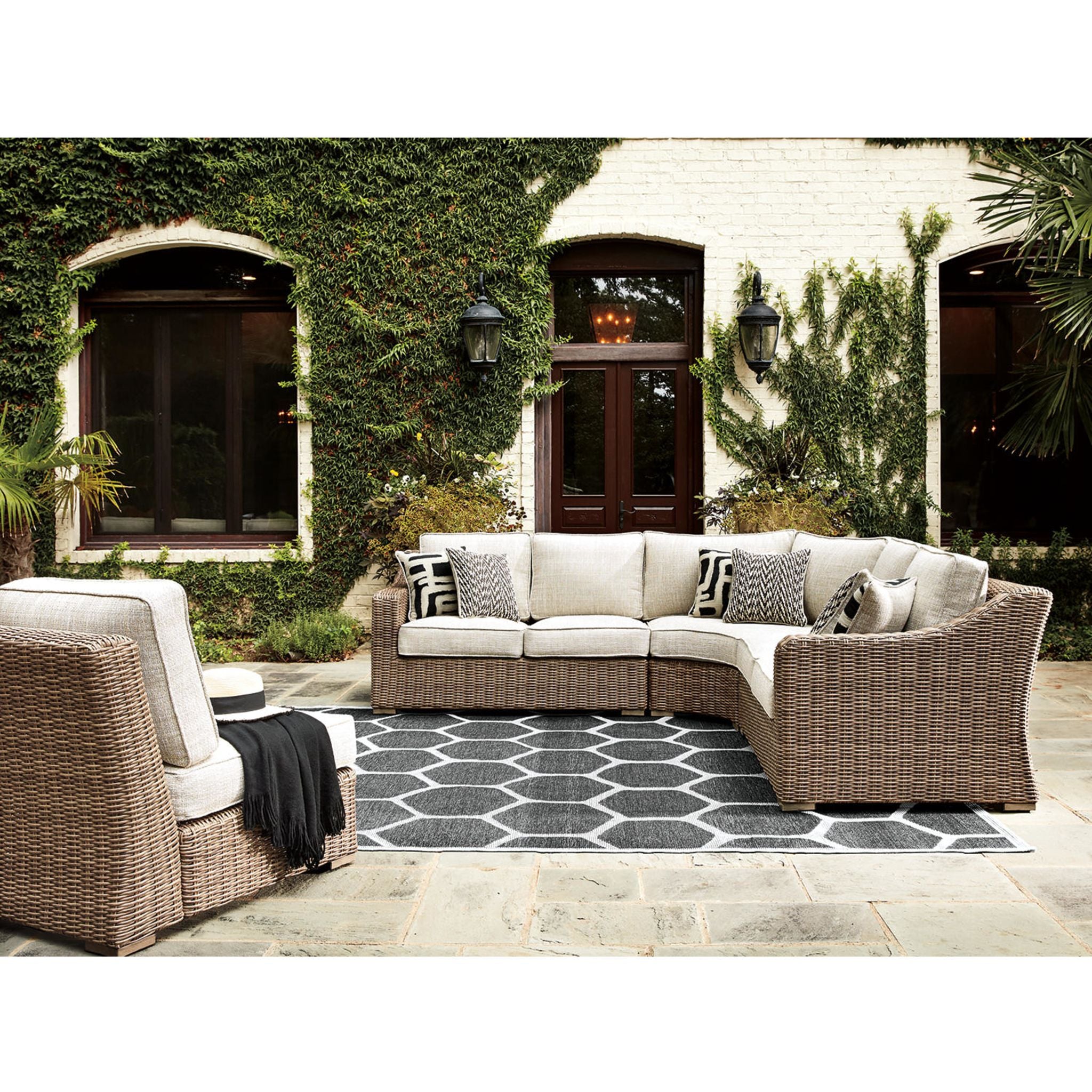 Beachcroft 4-Piece Outdoor Modular Sectional Sofa Set - Waterproof Patio Furniture for Backyard, Poolside & Garden Lounge (Grey) | Perfect for Entertaining & Relaxing Outdoors