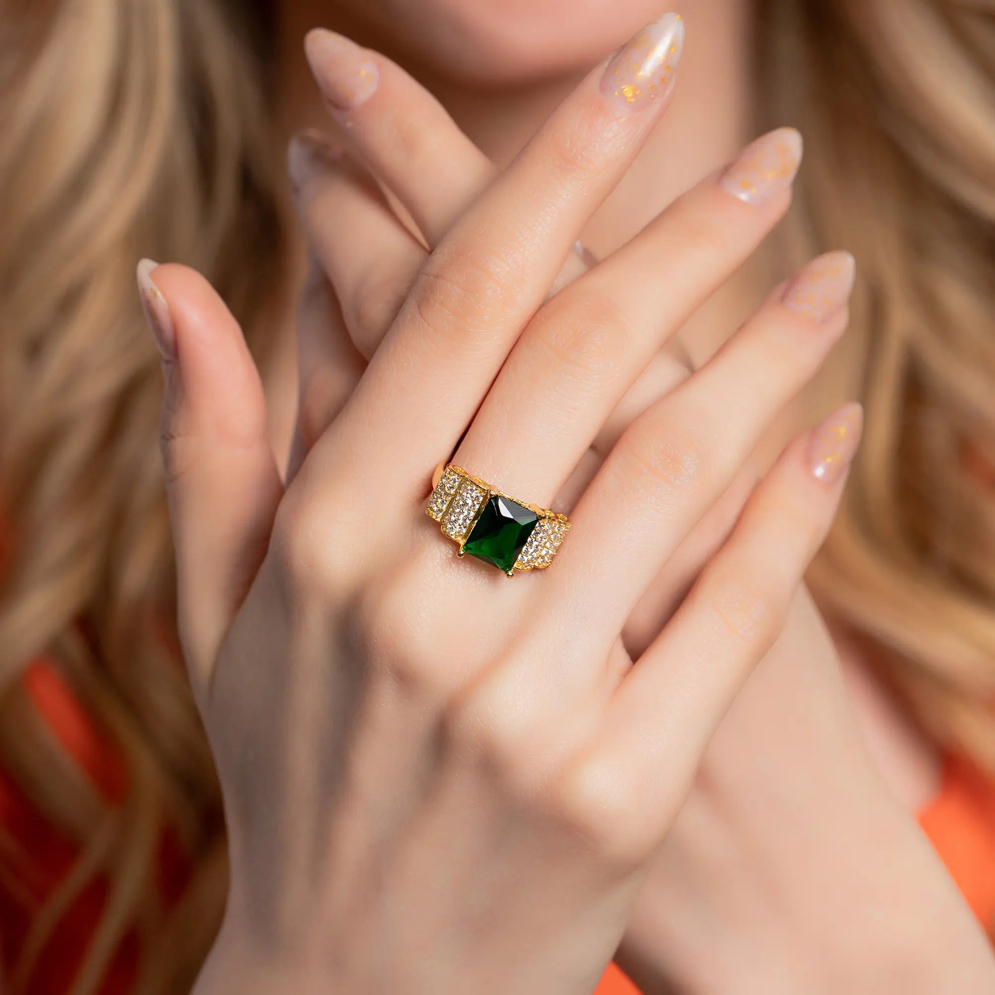 Emerald Baguette Ring - Elegant Green Gemstone Jewelry for Women | Perfect for Engagement, Wedding, Anniversary & Special Occasions