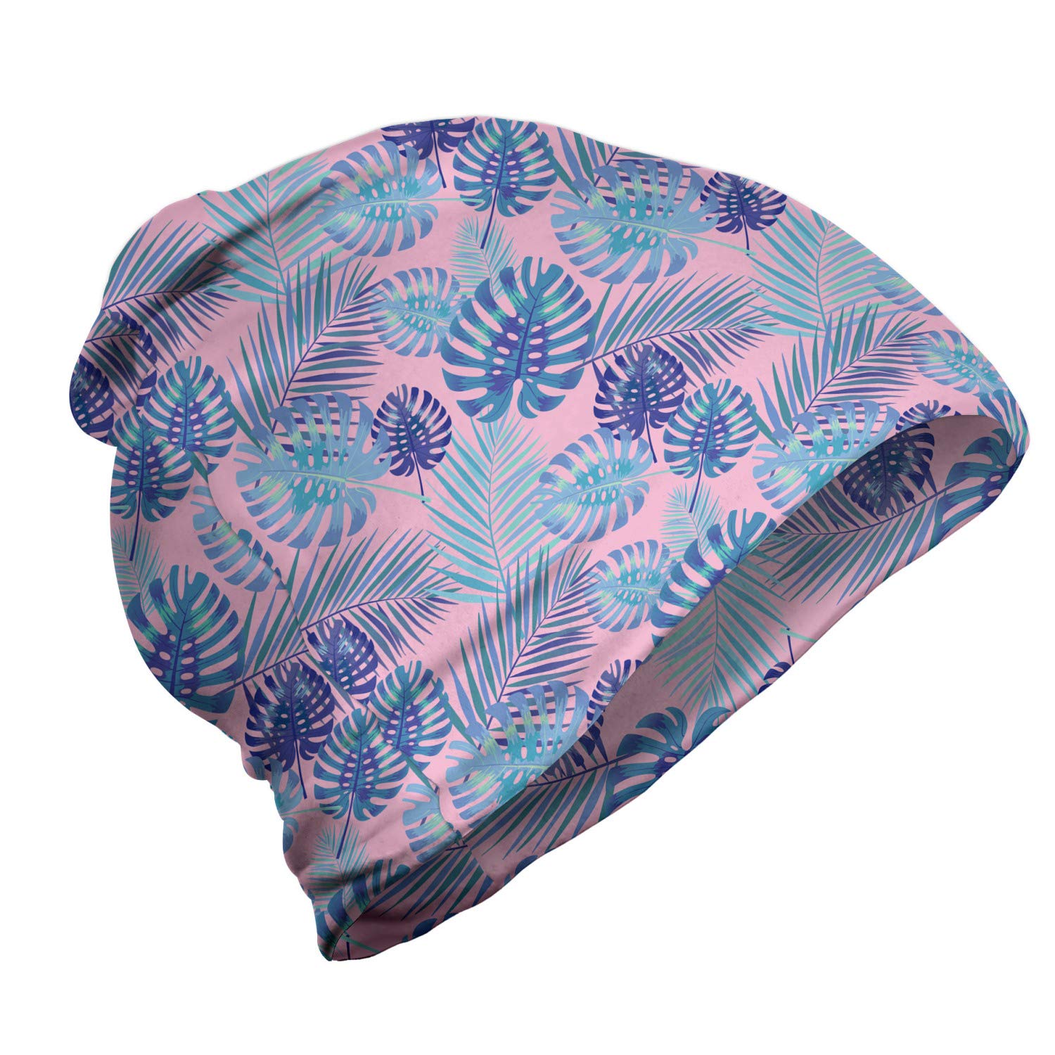 Ambesonne Unisex Beanie - Hawaiian Party Botanical Art Design - Warm Knit Hat for Men & Women - Perfect for Hiking, Outdoor Adventures & Winter Fashion