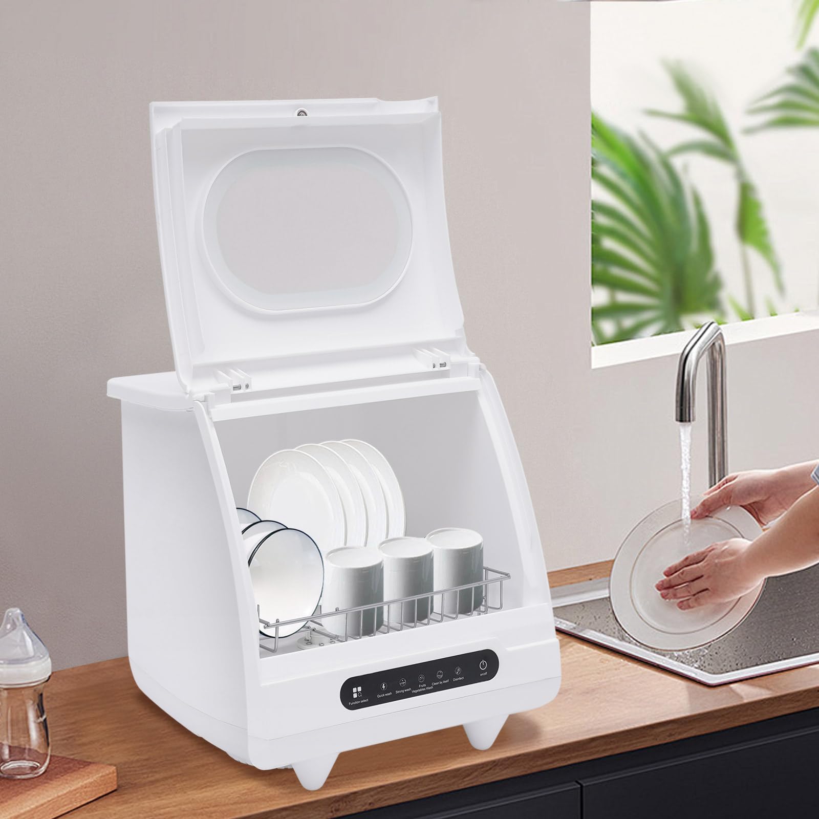 Portable Countertop Dishwasher with Built-in Water Tank - 1200W Compact Dishwasher with 5 Wash Programs & 360° Spray Arms for Deep Cleaning - Ideal for Small Apartments, Dorms, RVs, Boats & Camping - Perfect for Kitchenettes, Tiny Homes & Off-Grid Living