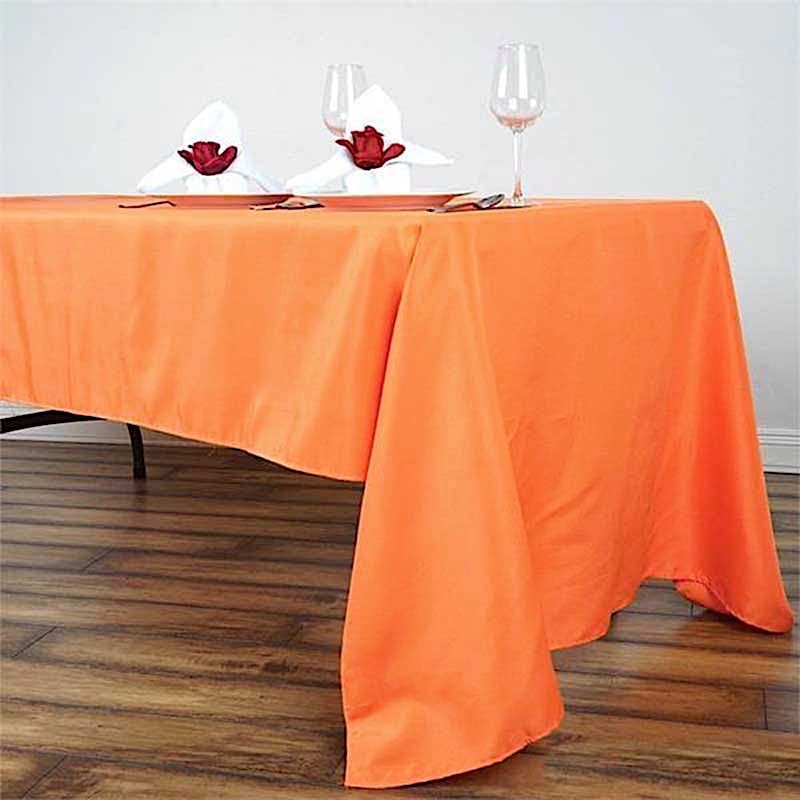 BalsaCircle Halloween Party Tablecloth - 10 Pack Orange Rectangle Polyester Table Cover (60x126 in) | Washable & Reusable | Perfect for Halloween Decor, Party Supplies, and Holiday Dining