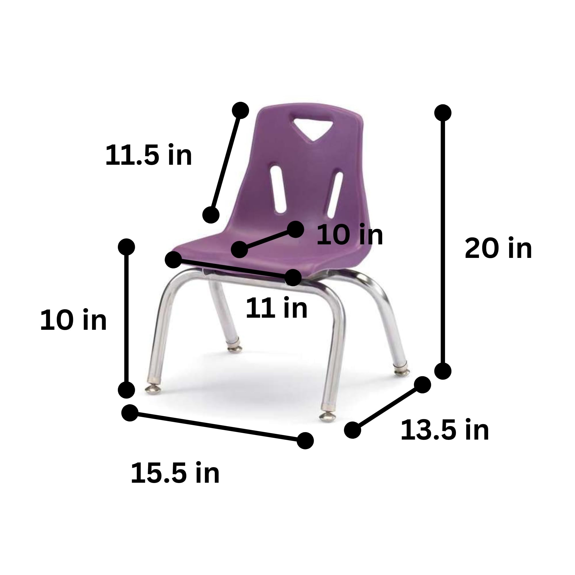 Jonti-Craft Kids Stackable Chairs with Chrome-Plated Legs - Purple Set of 6, 10