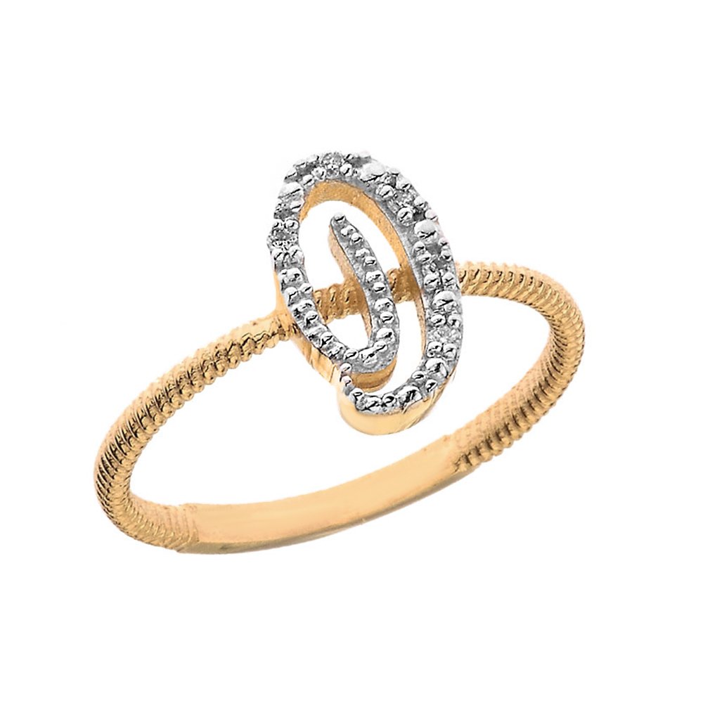 10K Yellow Gold Diamond Initial Letter 