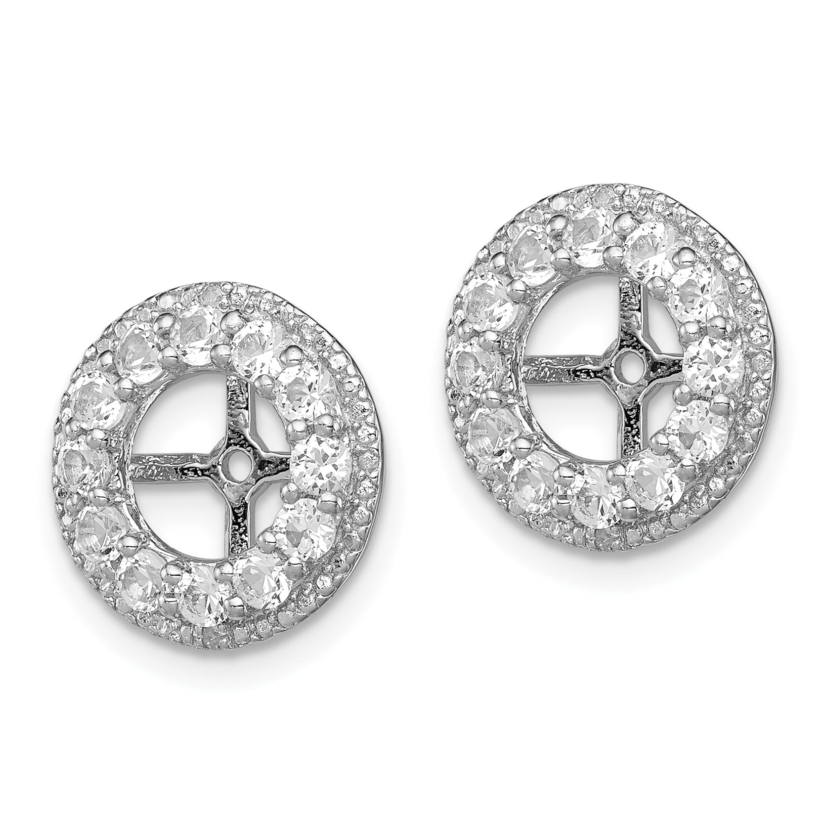 925 Sterling Silver Diamond & White Topaz Earring Jackets for Studs - April Birthstone Jewelry for Women - Perfect for Weddings, Parties & Everyday Wear