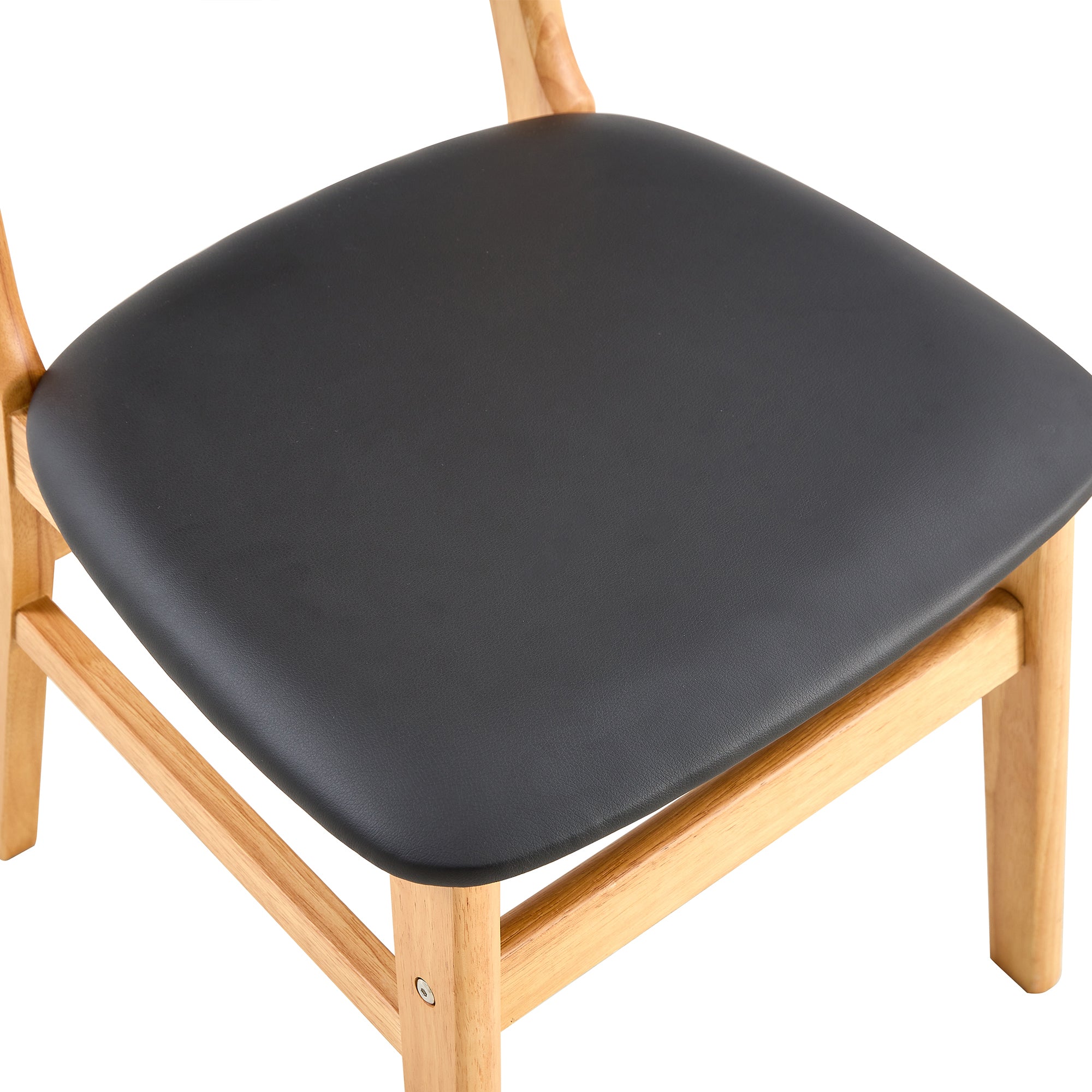 8-Piece Cozy Natural Rubberwood Dining Chair Set - Solid Wood & Rattan Style with Curved Back & PU Cushion - Perfect for Dining Room, Kitchen, Cafe & Home Decor