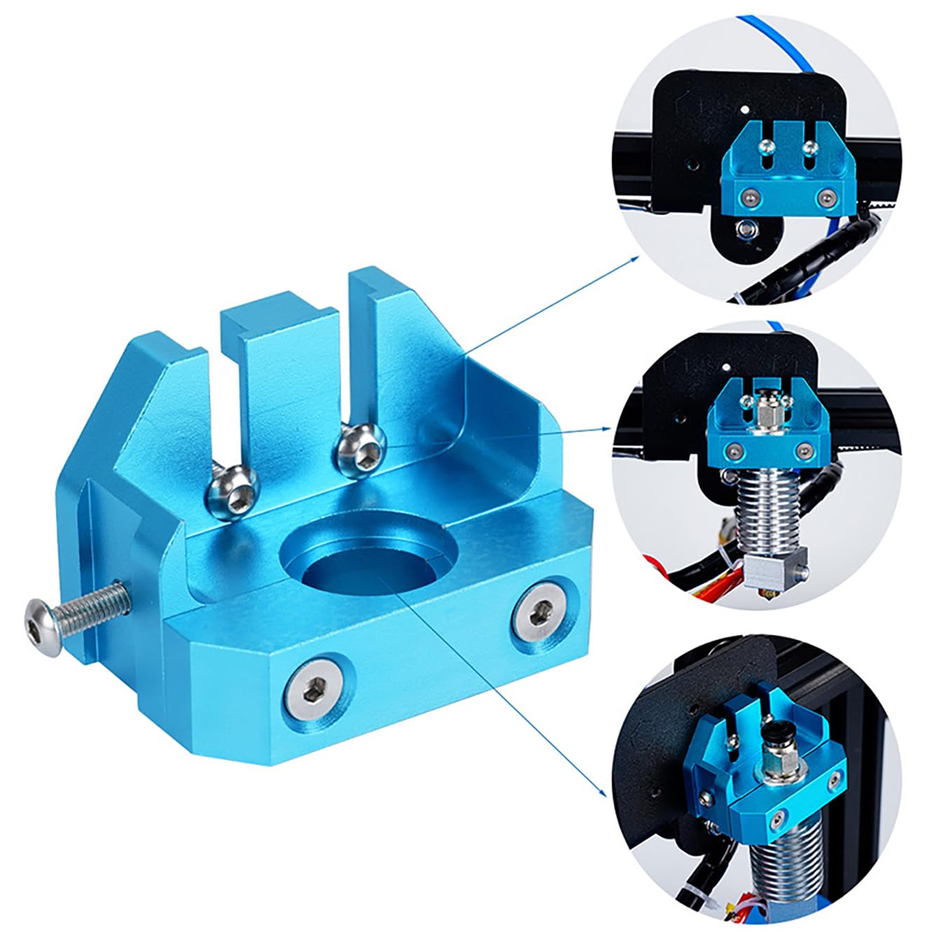 All Metal Hotend Mount Block for E3D V5 V6, Volcano, Dragon & Mosquito 3D Printers - Durable CNC Aluminum Upgrade Part for Precise Extrusion in High-Temperature Printing
