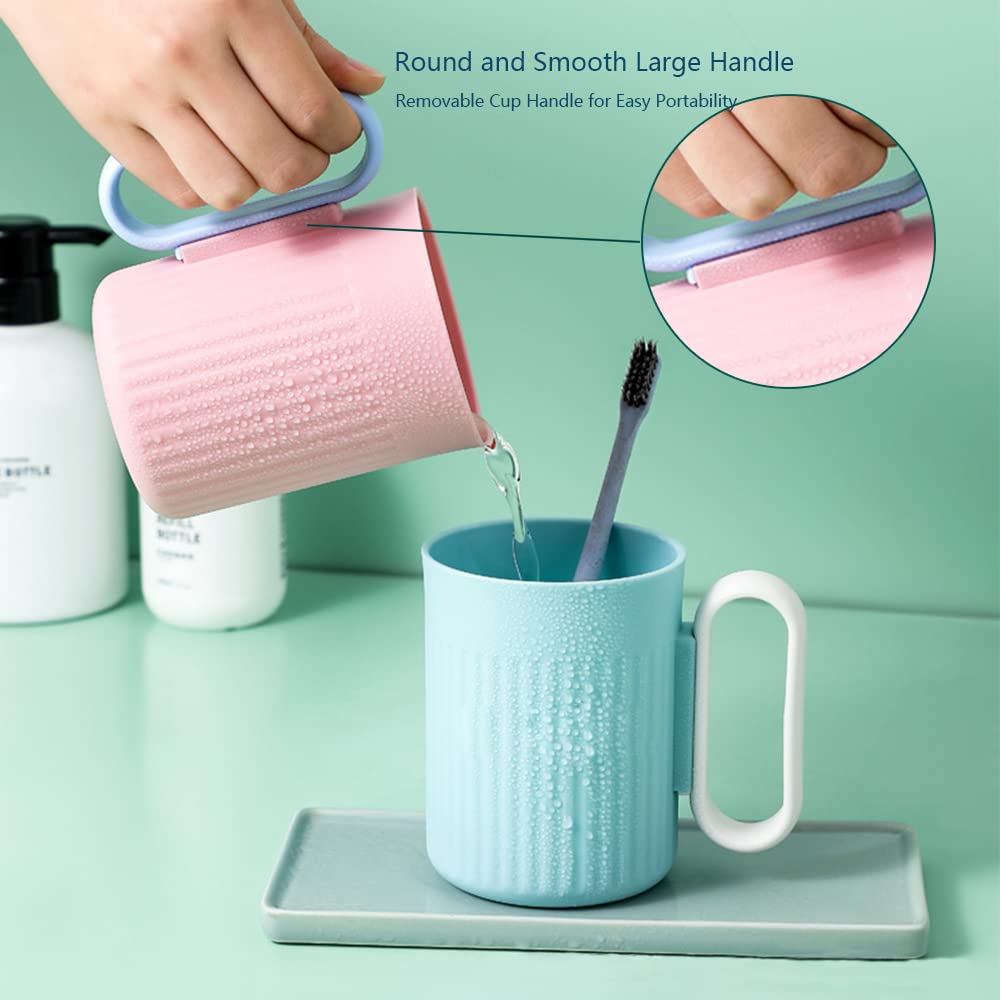 2-Pack Couple Toothbrush Holders with Removable Handle - 15oz Large Capacity Bathroom Cups in Dream Colors (White & Pink) - Perfect for Couples' Bathroom Organization & Toothbrush Storage