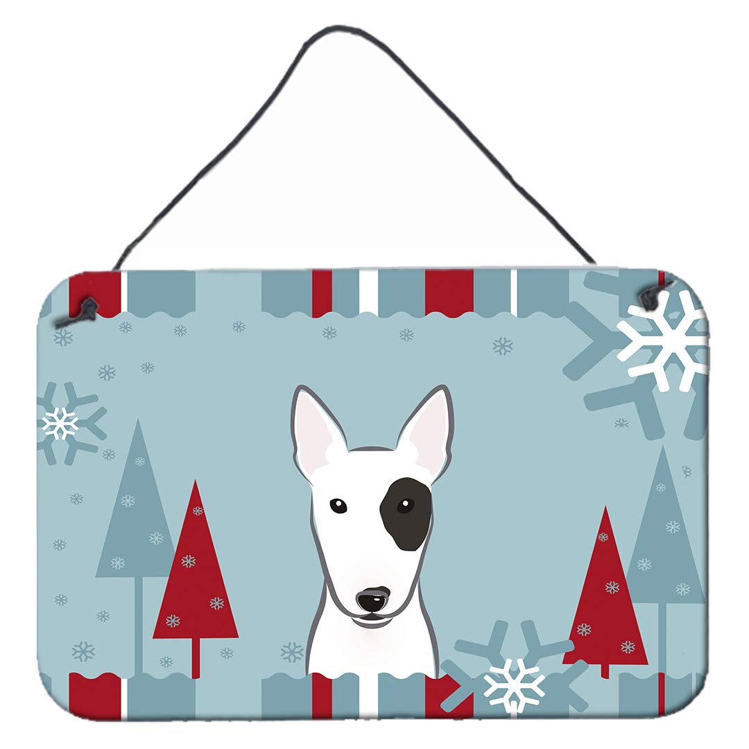 Caroline's Treasures BB1705DS812 Winter Holiday Bull Terrier Metal Wall Art - 8x12 Inch Colorful Aluminum Sign for Kitchen, Bar, Bathroom Decor - Perfect for Christmas Home Decoration & Gift Giving