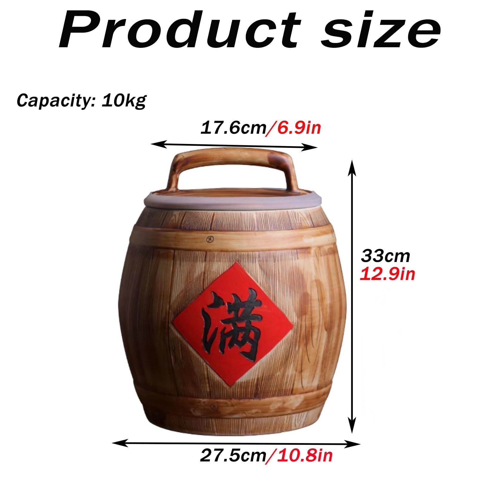 Premium Ceramic Rice Dispenser - Large Capacity Sealed Rice Storage Container for Kitchen, Pantry | Airtight Food Storage Jar for Rice, Cereal, Flour, Sugar & Coffee | Elegant Asian-Inspired Decorative Ceramic Jar for Modern Homes