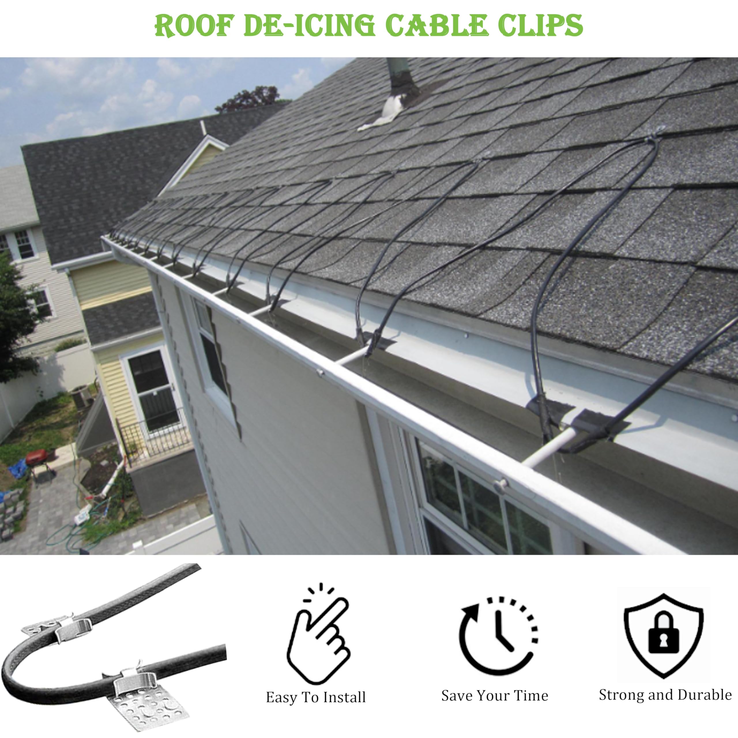 50 Pack Metal Roof De-Icing Cable Clips - Aluminum Heat Cable Clips for Ice Dam Heat Tape & Roof Deicing Systems | Secure Heat Cables to Roofs for Winter Protection (Silver) - Perfect for Snowy Climates & Home Winterization