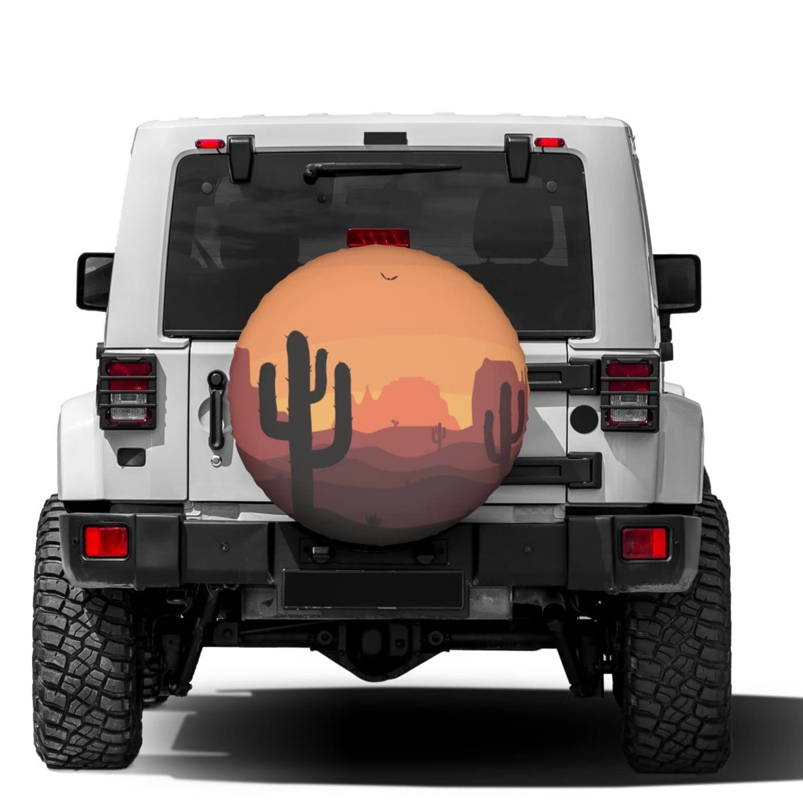 Desert Sunset Cactus Spare Tire Cover - 15 Inch Dustproof Wheel Protector for Trailers, RVs, SUVs & More | Perfect for Road Trips & Outdoor Adventures