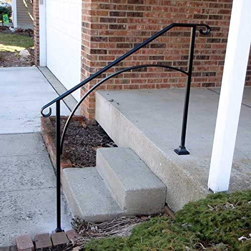 Iron X Handrail Arch #3 for Concrete Steps - Heavy Duty Outdoor Stair Railing - Perfect for Porch, Deck, and Garden Safety