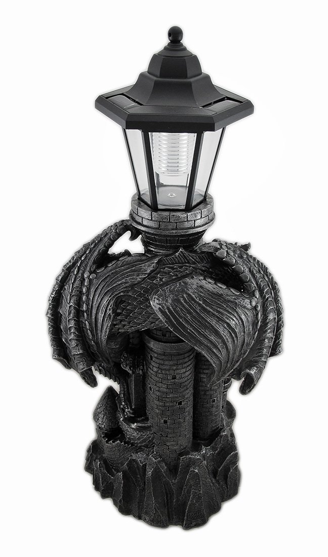 Solar-Powered Medieval Dragon Statue with LED Lantern - 21 Inch Gothic Outdoor Decor for Garden, Patio & Castle Theme - Keeper of The Castle Symbolizing Protection & Enchantment