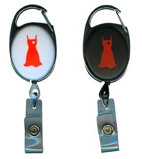 Red Dress Carabiner Retractable Keychain - White | Compact & Durable Key Holder for Women, Gym, Hiking & Outdoor Activities
