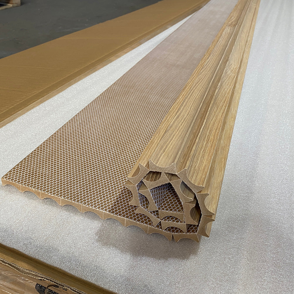 Flexible Wooden Slat Wall Panel - Natural Oak Veneer - 2700mm x 600mm Wave Design - Modern Acoustic Room Divider for Home & Office Decor