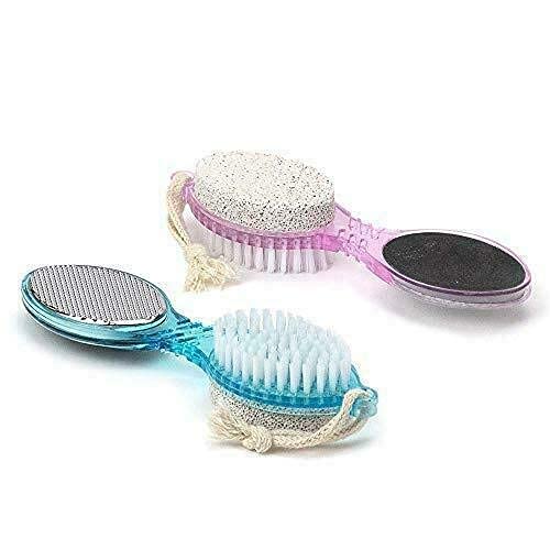 TWIREY 4-in-1 Foot File with Pedicure Brush - Multi-Use Pedicure Paddle for Cleaning, Scrubbing, Filing & Buffing Dead Skin - Professional Pedicure Tools for Soft Smooth Feet (Pack of 2) - Perfect for Home Spa, Nail Salon & Travel Foot Care
