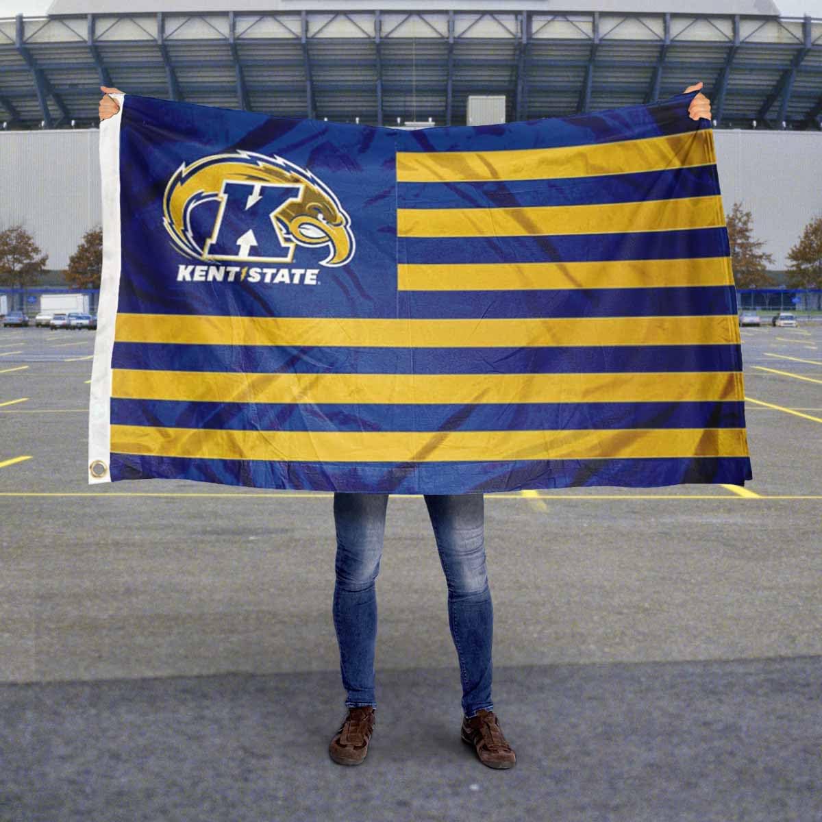 Kent State Golden Flashes American Flag - College Team Banners & USA Stripes Nation Flags for Dorm Room, Game Day & Tailgate Decor