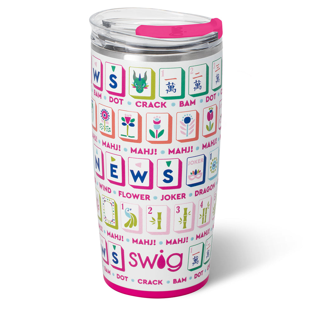 Premium 22oz Mahjong Tumbler with Lid & Straw - Insulated Stainless Steel Travel Mug for Hot/Cold Drinks - Perfect for Coffee, Tea & Water - Great Gift for Mahjong Lovers & Game Nights