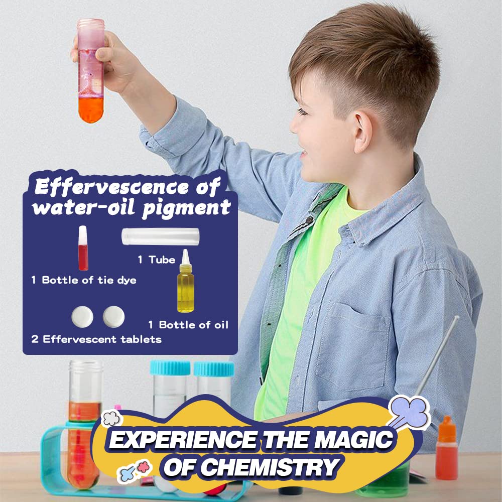 STEM Science Kit for Kids Ages 8-12 - 4 Exciting Experiments: Volcano Eruption, Crystal Tree Growing, Fake Snow Making & Water-Oil Pigment Reaction - Educational DIY Learning Toys | Perfect for Birthday Gifts, Classroom Activities & Homeschool Science Projects