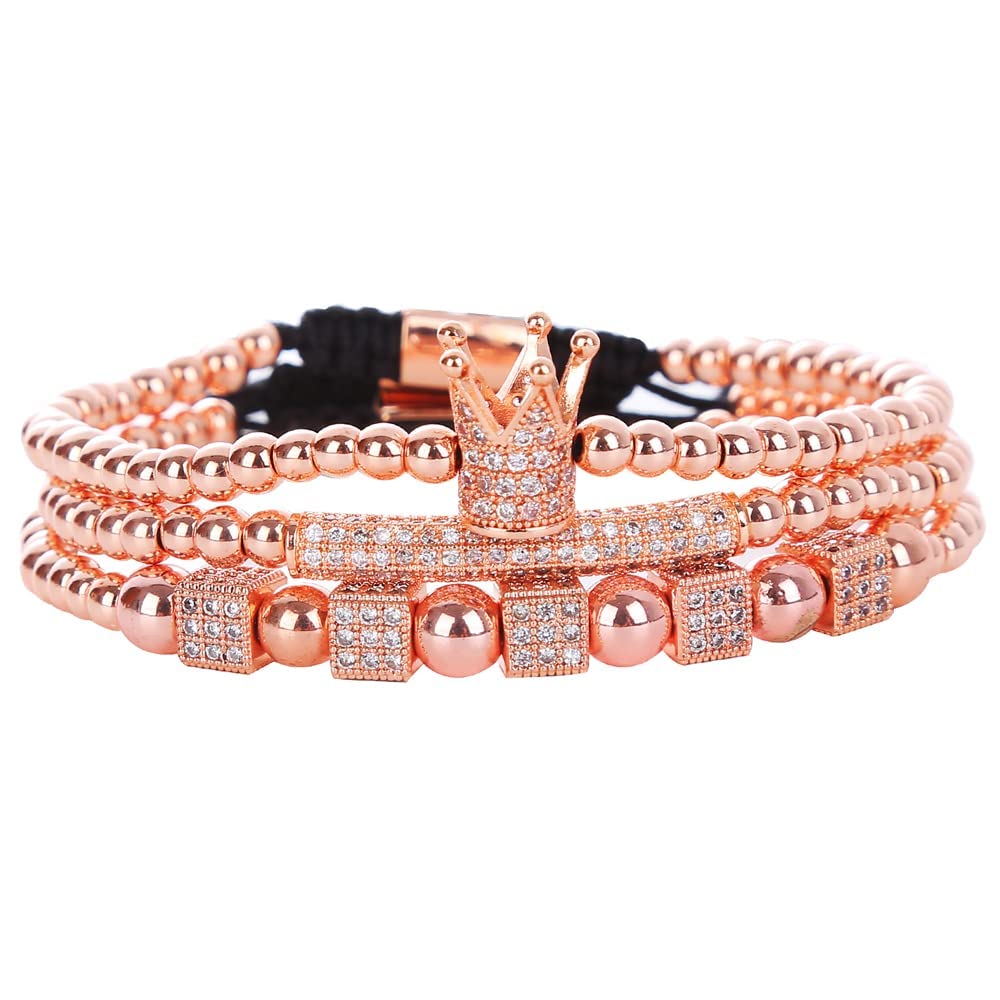 HYHONEY Men's Beaded Bracelet - Stainless Steel Cuff Bangle with Micro Pave Zircon for Men & Women | Fashion Jewelry Gift for Him, Her, Boyfriend, Girlfriend | Perfect for Casual Wear, Date Night, Parties & Special Occasions