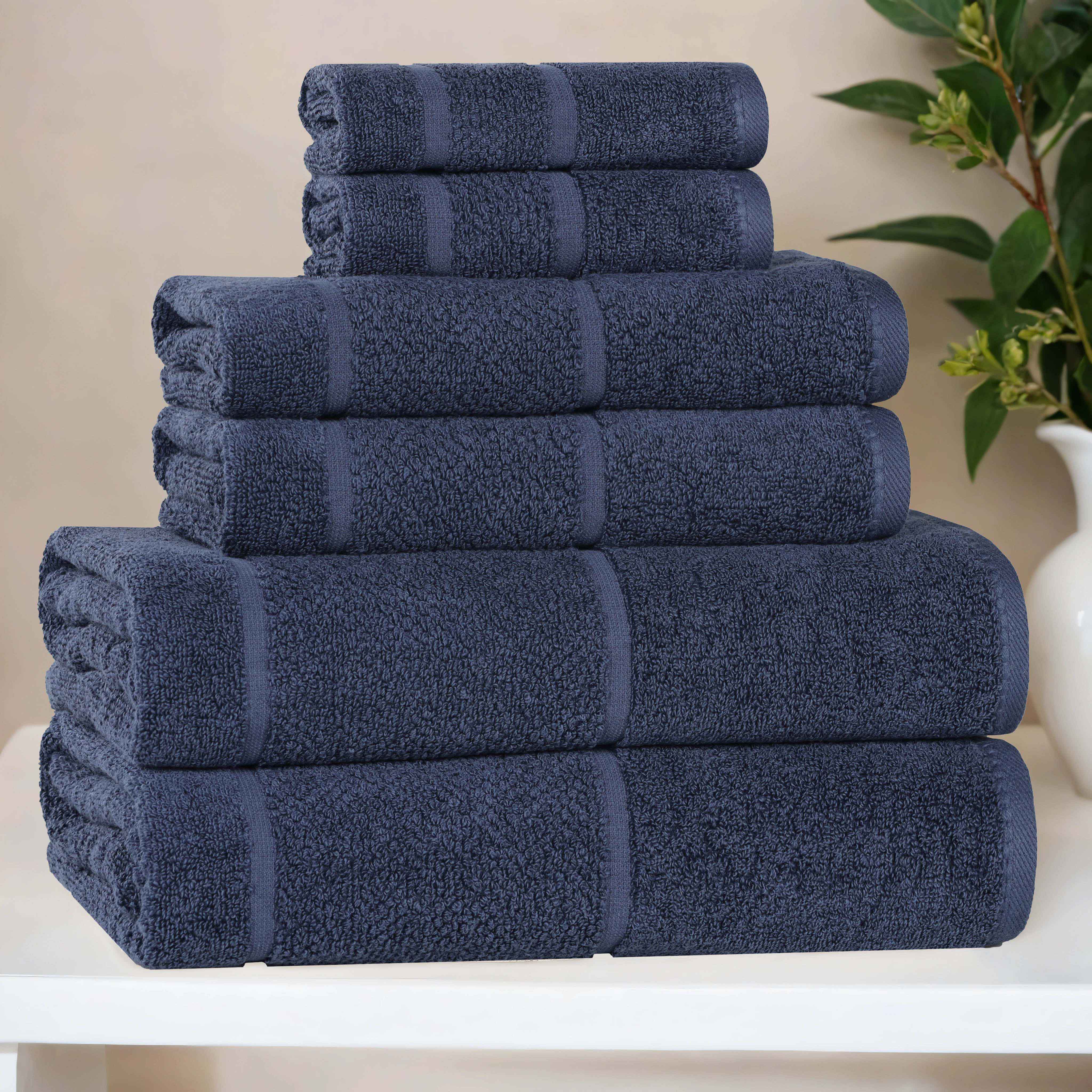Premium 6-Piece Cotton Towel Set with Broad Border - Soft, Absorbent & Quick-Drying Bath Towels for Spa, Gym & Luxury Home Use