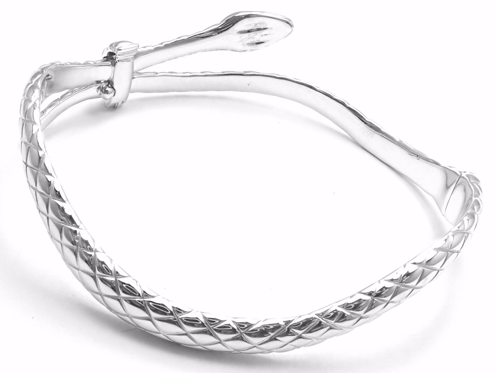 Authentic Tom Ford 18k White Gold Diamond Snake Bangle Bracelet - Luxury Jewelry for Women, Perfect for Parties, Weddings & Special Occasions