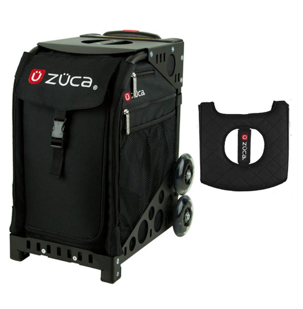 Zuca Sport Bag - Obsidian Black/Pink Seat Cover with Non-Flashing Wheels | Durable Skateboarding & Travel Backpack for Athletes | Perfect for Gym, School & Sports Equipment Storage
