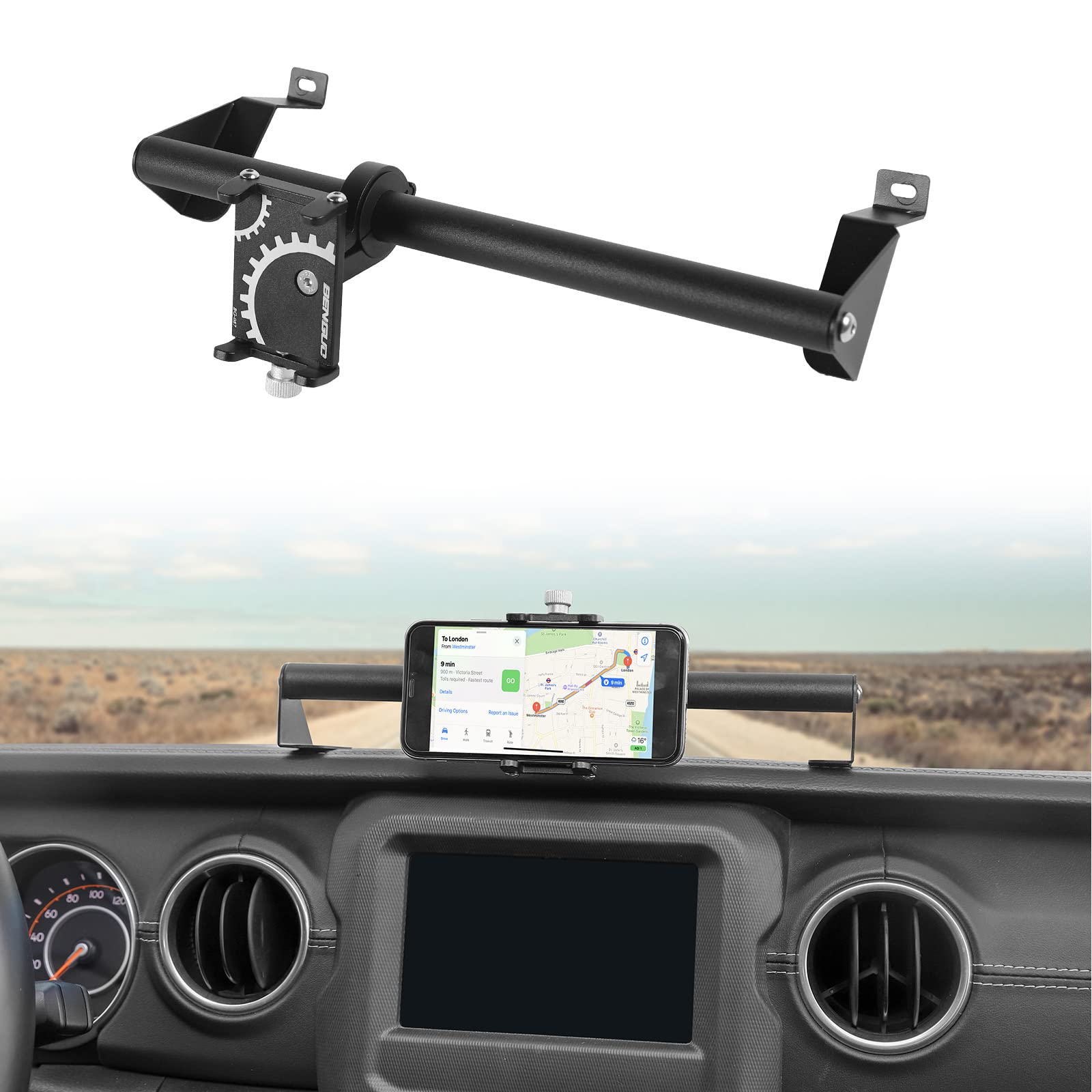 2018-2022 Jeep Wrangler JL/JLU & 2020-2022 Gladiator JT Phone Mount Holder - Heavy Duty Stainless Steel Off-Road Accessory | Secure Smartphone Mount for Rugged Terrain & Adventure Travel