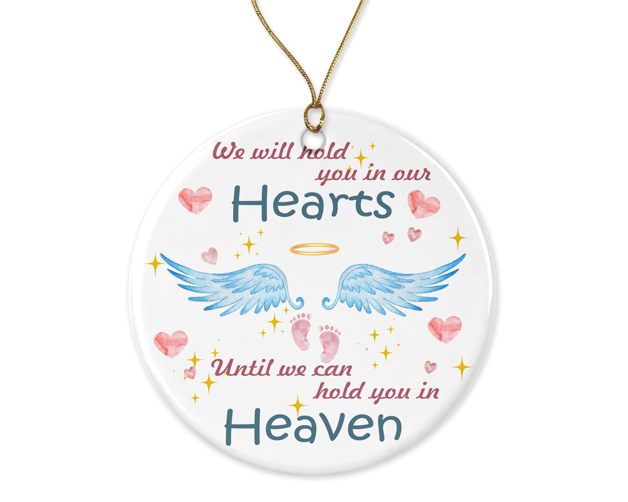Heaven Baby Christmas Ornament - Angel Baby Memorial Keepsake - Footprint Sympathy Gift for Loss of Baby - Double-Sided White Memorial Ornament for Christmas Tree - Perfect for Grieving Parents & Loved Ones