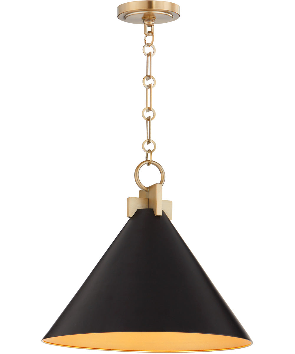 1 Light Matte Black Pendant Light with Aged Brass Finish - Perfect for Kitchen Island, Dining Room, or Entryway Lighting