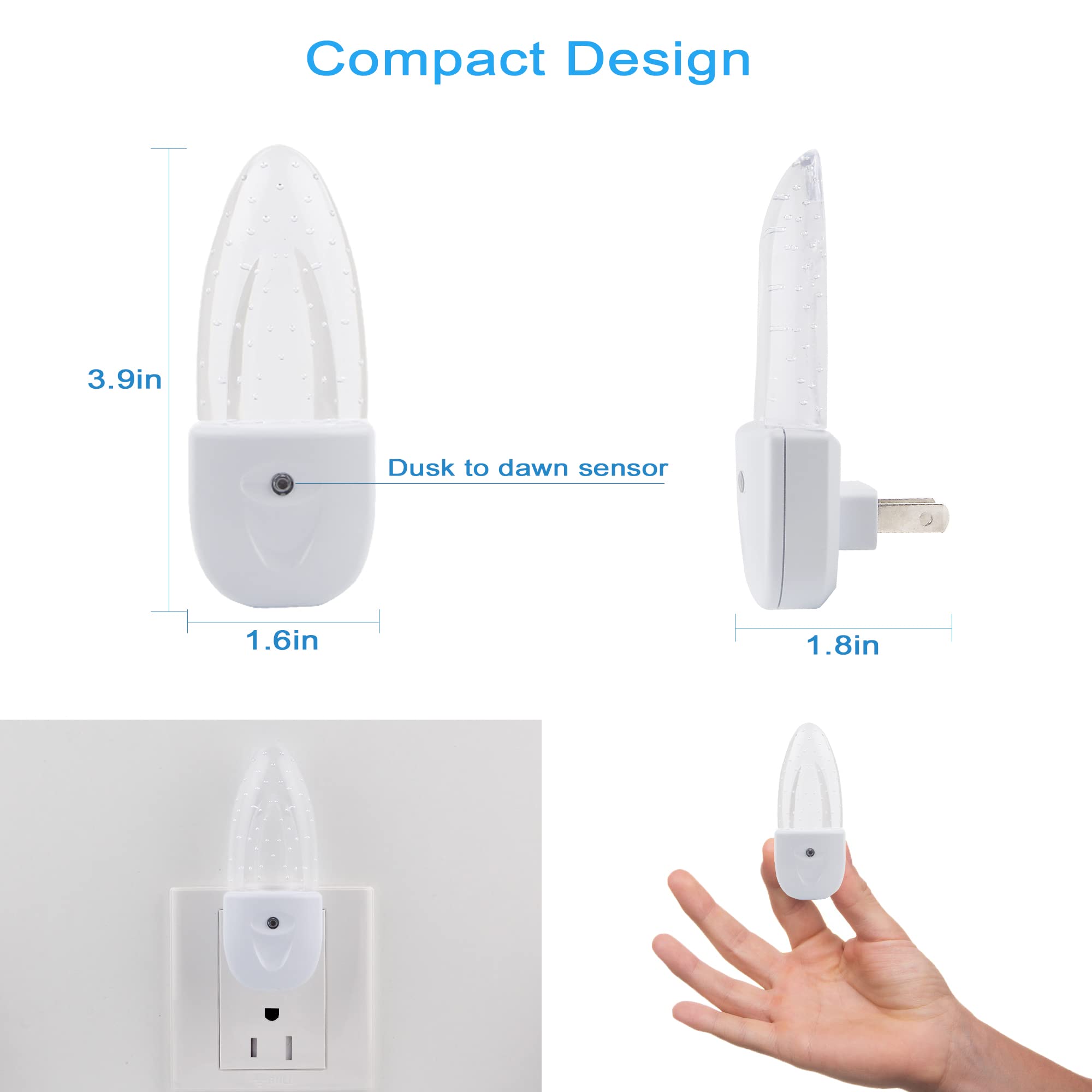 RGB Color Changing Night Lights Plug into Wall - 4 Pack LED Nightlights with Light Sensor, Auto On/Off for Kids, Adults, Bedroom, Bathroom, Nursery (Perfect for Nighttime Safety & Mood Lighting)