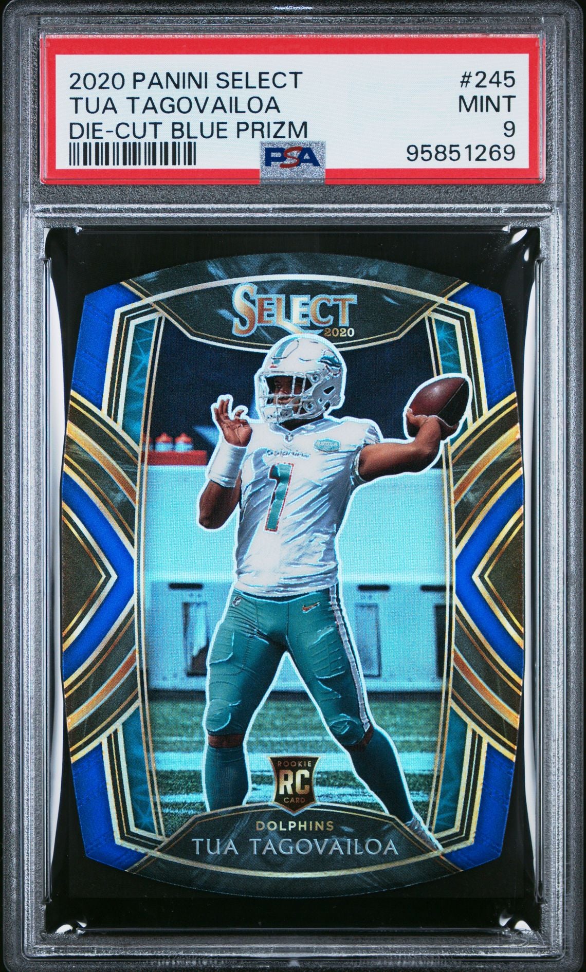 2020 Tua Tagovailoa Panini Select Die Cut Blue Prizm PSA 9 Mint #95851269 - Rare Football Trading Card for Collectors & Sports Fans