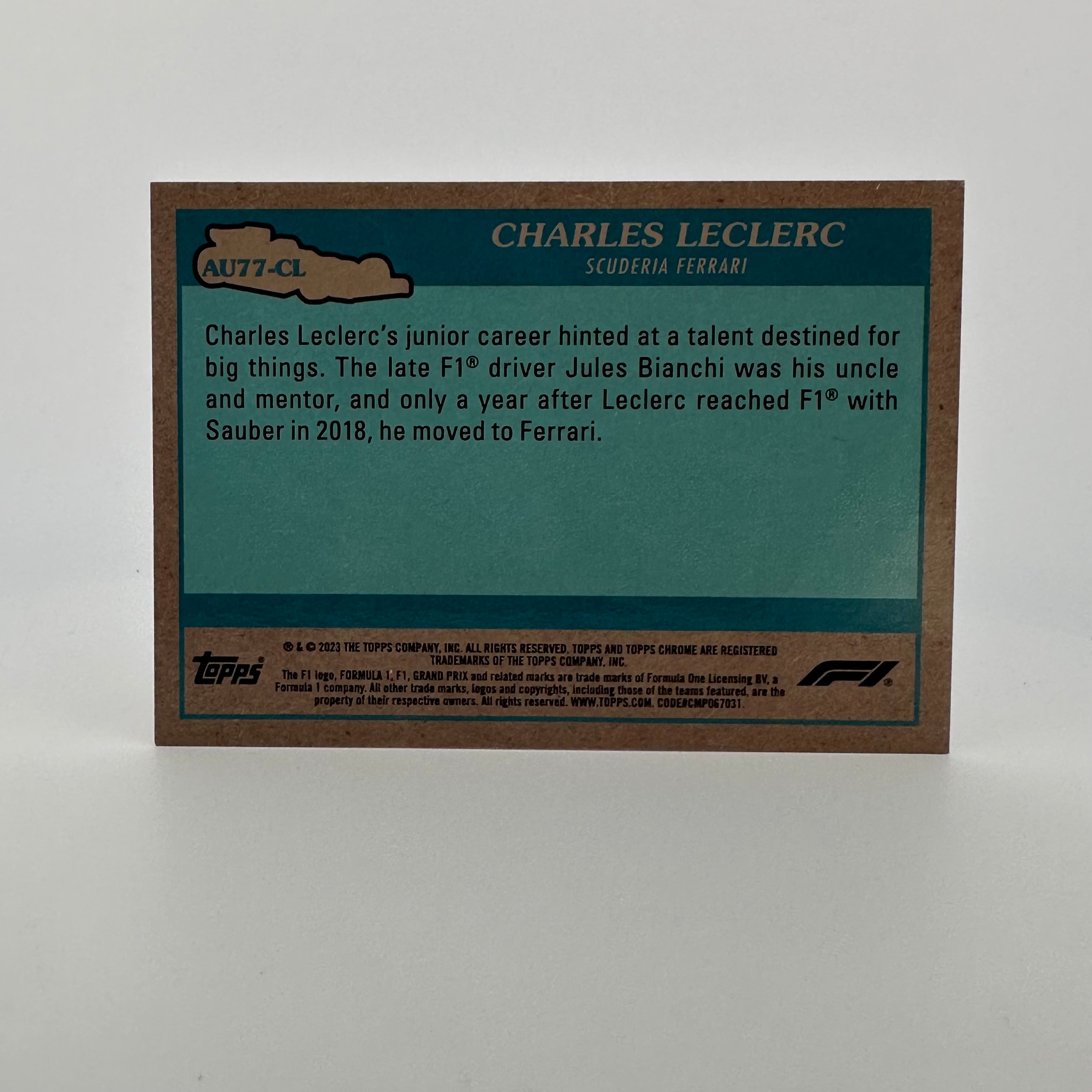 2023 Topps Chrome Formula 1 Charles Leclerc #AU77 Orange Refractor 14/25 - Rare F1 Trading Card for Collectors & Racing Fans, Perfect for Display Cases & Sports Memorabilia Collections