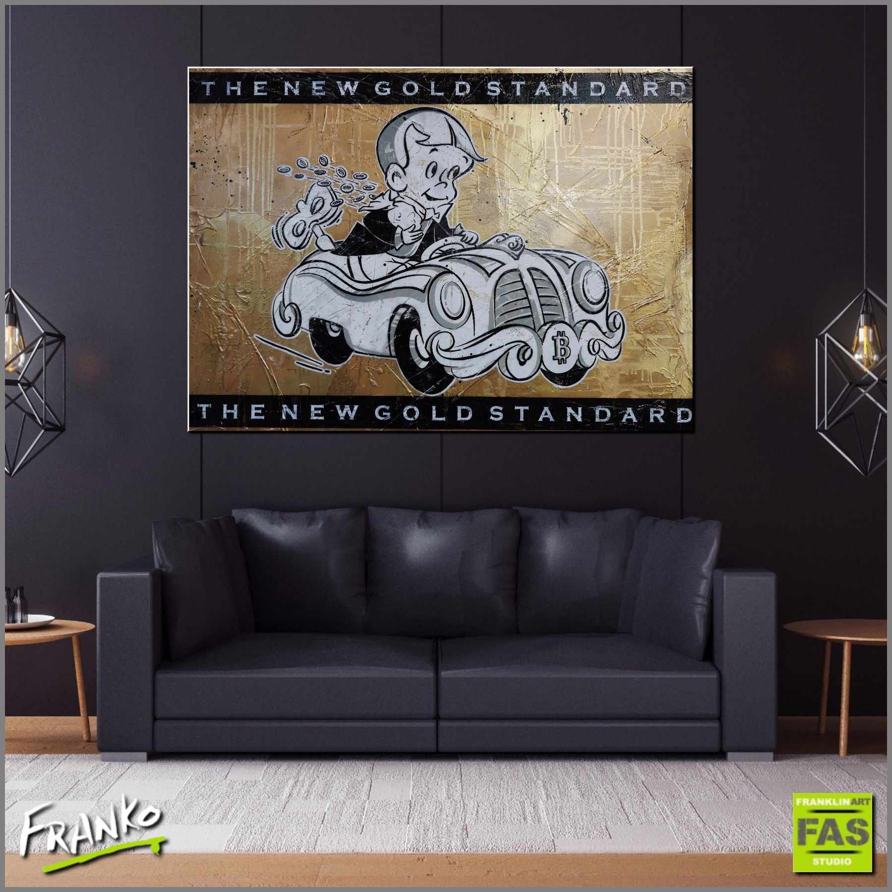 Richie Rich Bitcoin Gold Standard V3 140cm x 100cm Wall Art - Perfect for Home Office Decor, Crypto Enthusiast Gifts & Modern Living Room Design