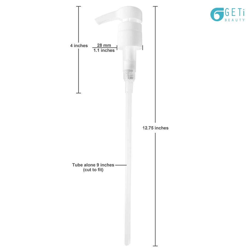 Geti Beauty Salon 12-Pack Shampoo Dispenser Pump (33.8 oz/1 Liter) - Universal Fit for Shampoo & Conditioner Bottles - Non-Slip Notch Design - 28/410 4cc - Perfect for Salons, Spas & Home Bathroom Organization