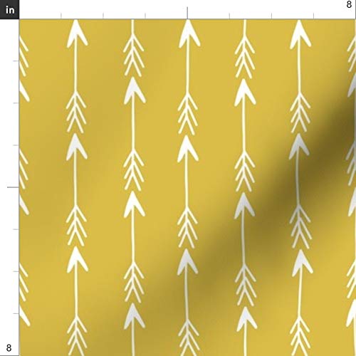 Arrow Arrows Mustard Yellow Nursery Printed Velvet Fabric by The Yard - Upholstery, Home Decor & Apparel Fabric | Perfect for DIY Curtains, Pillows & Baby Nursery Projects