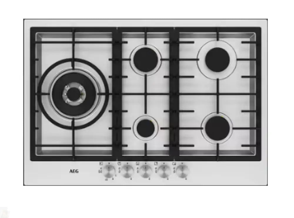 AEG HG75FXB 75cm 5 Burner Stainless Steel Gas Cooktop - Premium Kitchen Appliance for Modern Home Cooking & Entertaining