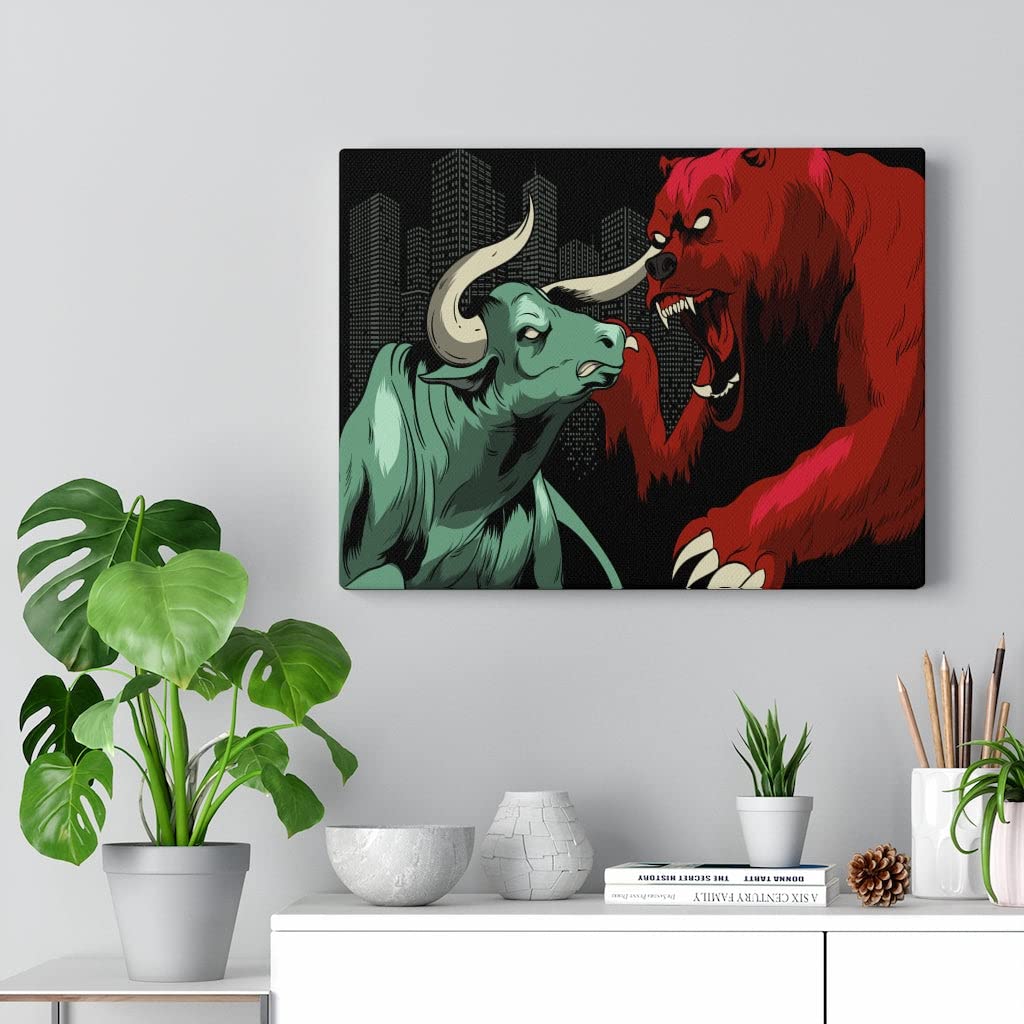 Bull vs Bear Wall Street Trading Art - Unique Stock Market Gift for Investors & Traders - Perfect for Home, Office Decor & Finance Enthusiasts
