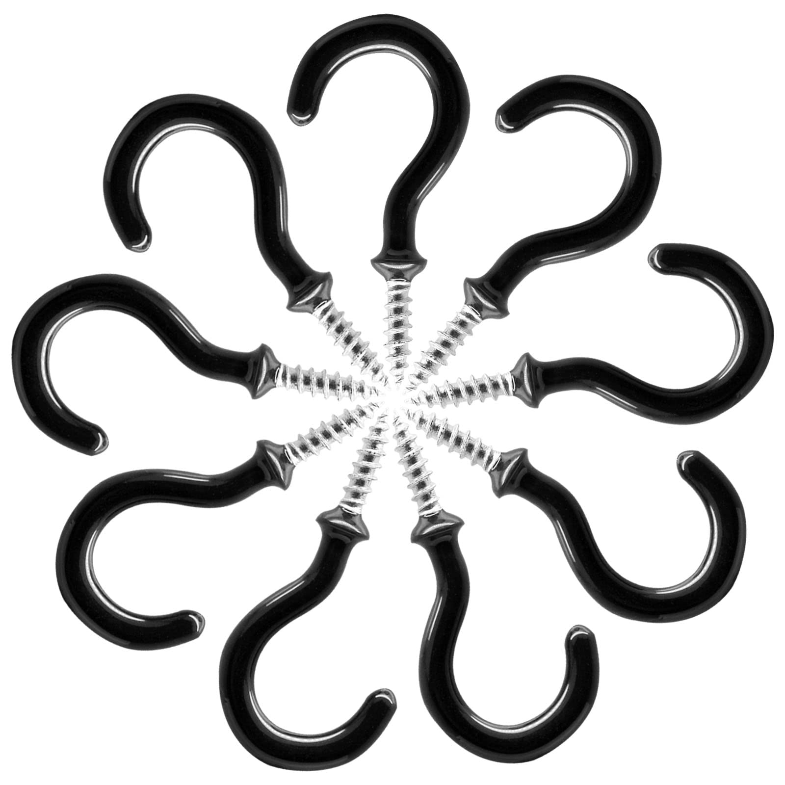 Biaungdo 60 Pcs 1 Inch Black Ceiling Cup Hooks with Self-Tapping Screws - Heavy Duty Hanging Hooks for Plants, Lights, and Home Decor