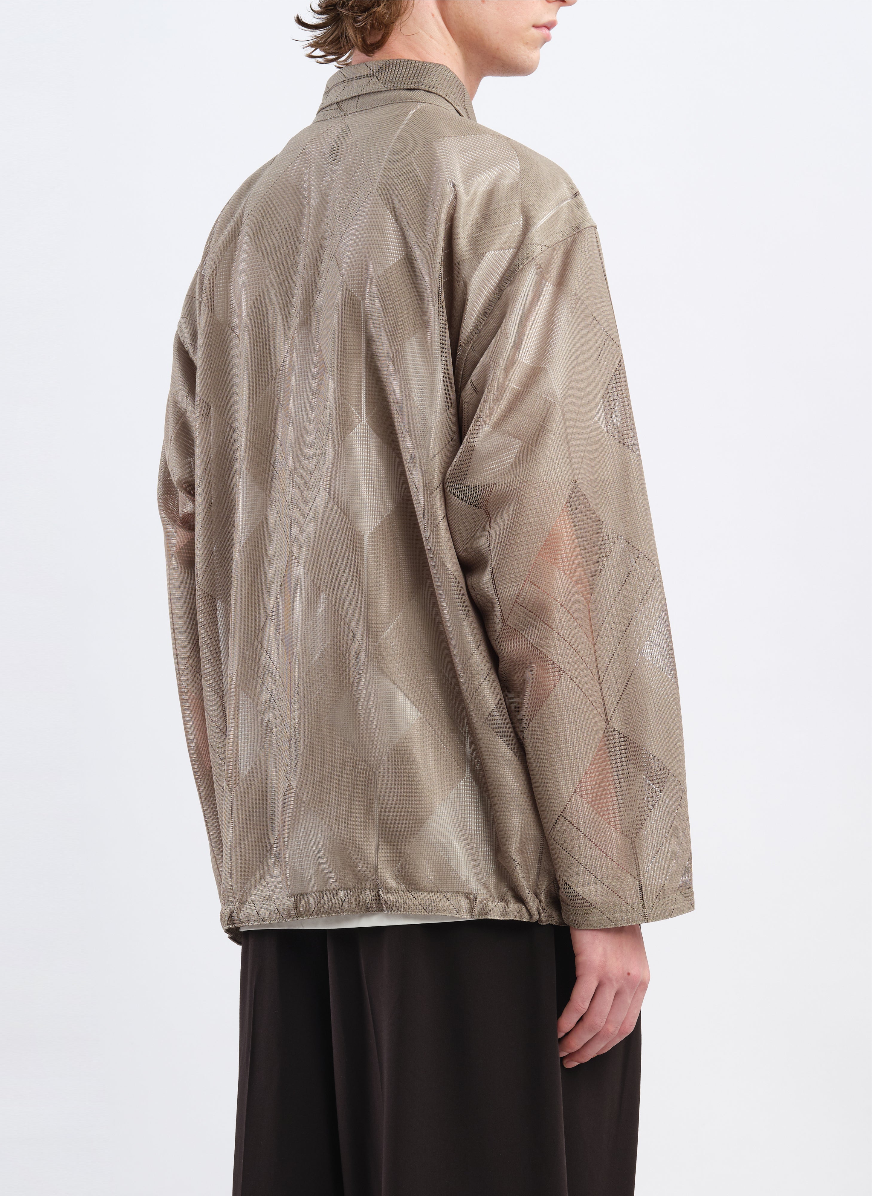 Stylish Polyester Geometric Jacquard Coach Jacket for Men & Women - Lightweight Windbreaker for Outdoor Sports, Casual Wear & Street Fashion