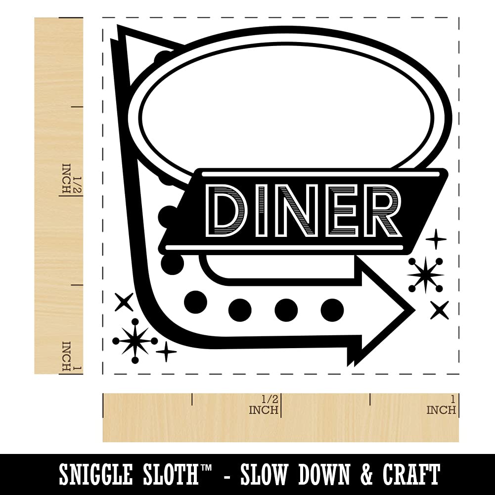Vintage Diner Arrow Self-Inking Rubber Stamp - 1 Inch Small Stamp with Black Ink for DIY Crafts, Scrapbooking & Business Documents