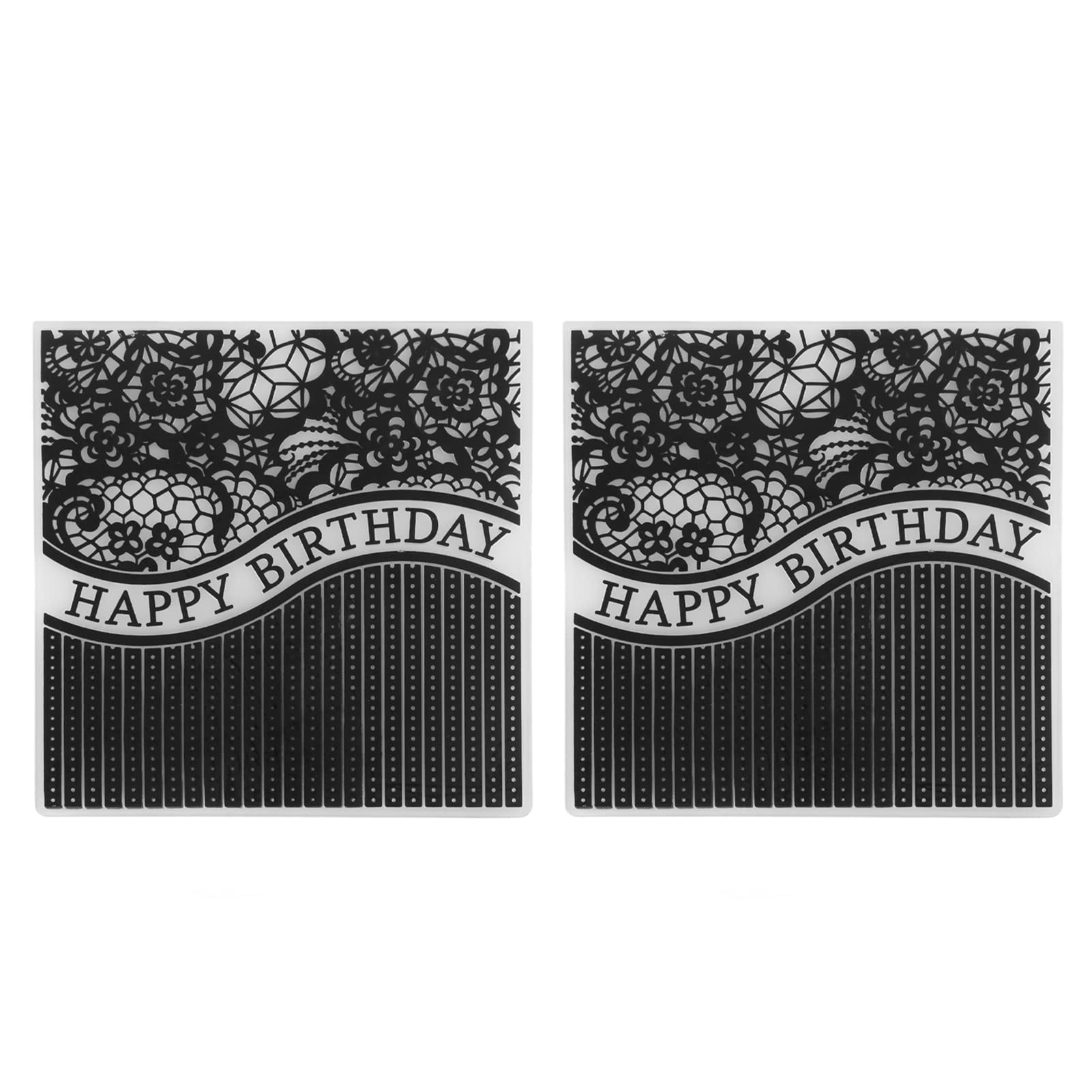 2Pcs Happy Birthday Embossing Folders for Card Making - 15.1 x 15.1cm Plastic DIY Scrapbooking Templates for Greeting Cards, Photo Albums, and Craft Decorations - Perfect for Birthday Invitations, Wedding Albums & Handmade Gifts