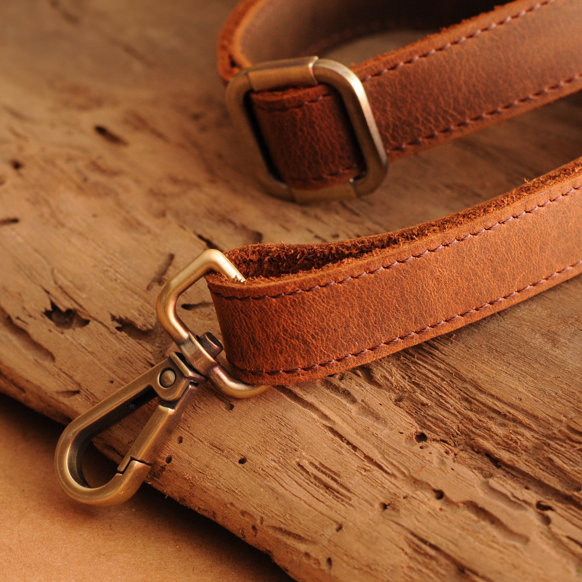 100% Genuine Leather Purse Strap with Swivel Clasps - Adjustable Shoulder Strap for Handbags, Laptop Cases & Totes - Handmade Dark Brown Leather Crossbody Strap (Perfect for Work, Travel & Everyday Use)