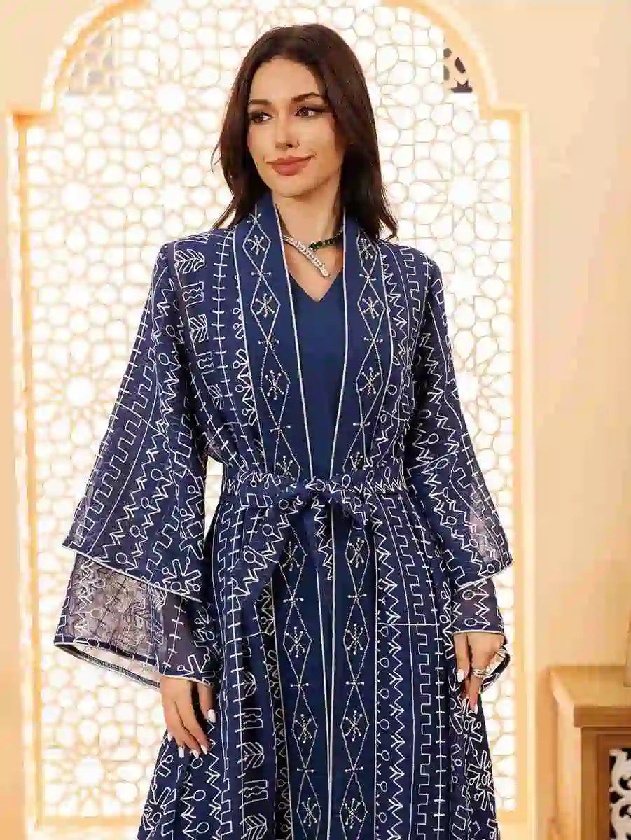 2-Piece Set Eid Doris Caftan Kaftan Dress with Inner Sleeveless Dress #24445 - Elegant Muslim Women's Outfit for Eid, Ramadan, Wedding & Special Occasions