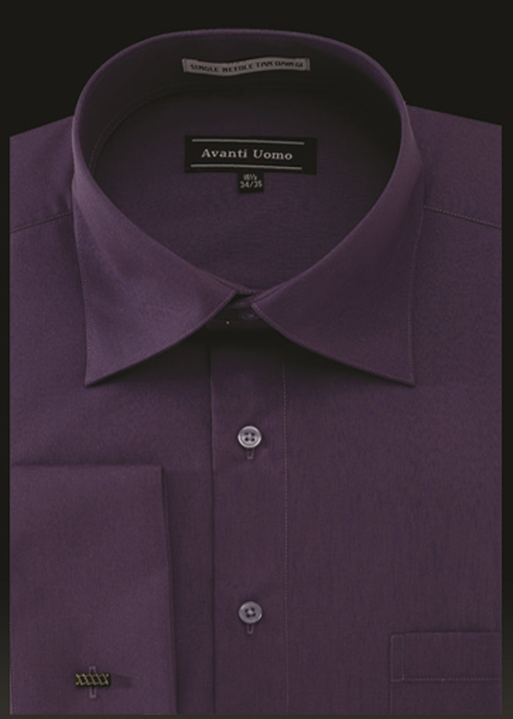 Premium Avanti Uomo French Cuff Dress Shirt DN32M in Prune - Elegant Formal Wear for Business Meetings & Special Occasions