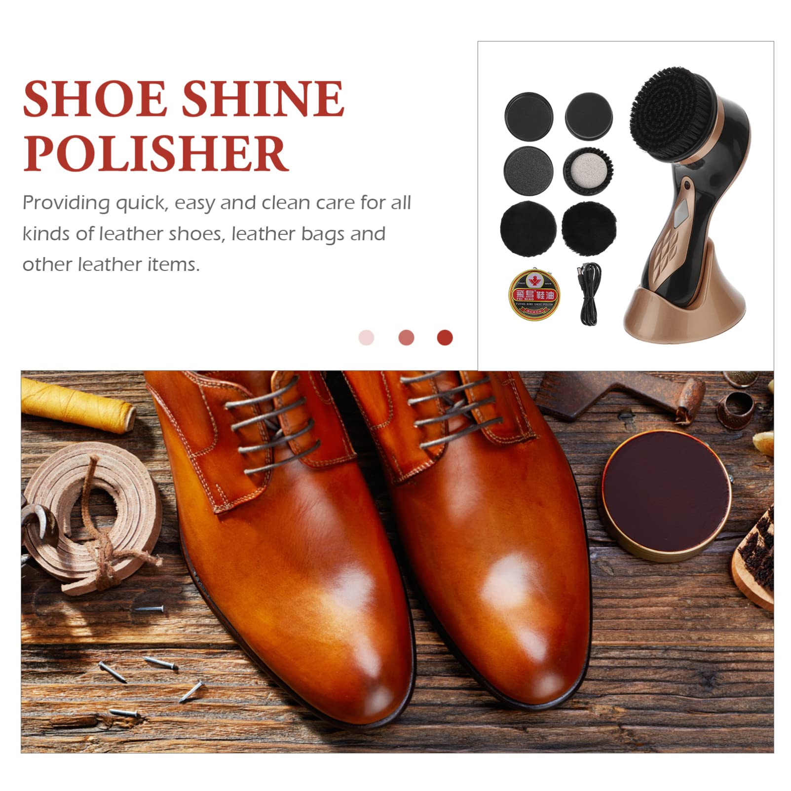Electric Shoe Polisher & Shine Brush for Leather Shoes - Perfect for Home, Office, and Travel Shoe Care