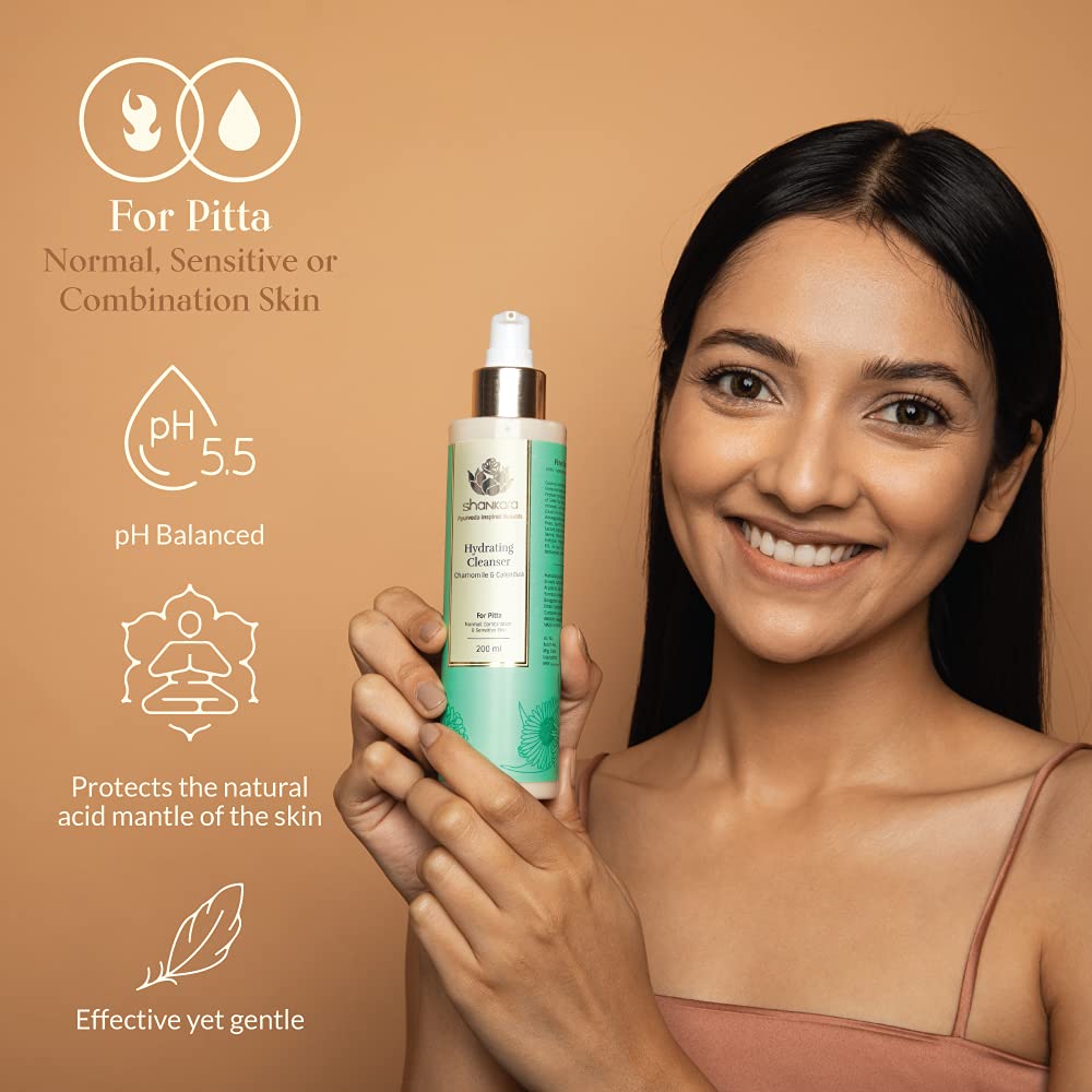 Shankara Fine Line Hydrating Face Cleanser with Chamomile & Calendula for Normal, Combination & Sensitive Skin - 120ml Gentle Foaming Wash | Daily Skincare Routine, Morning & Night Use for Hydrated, Softer Skin