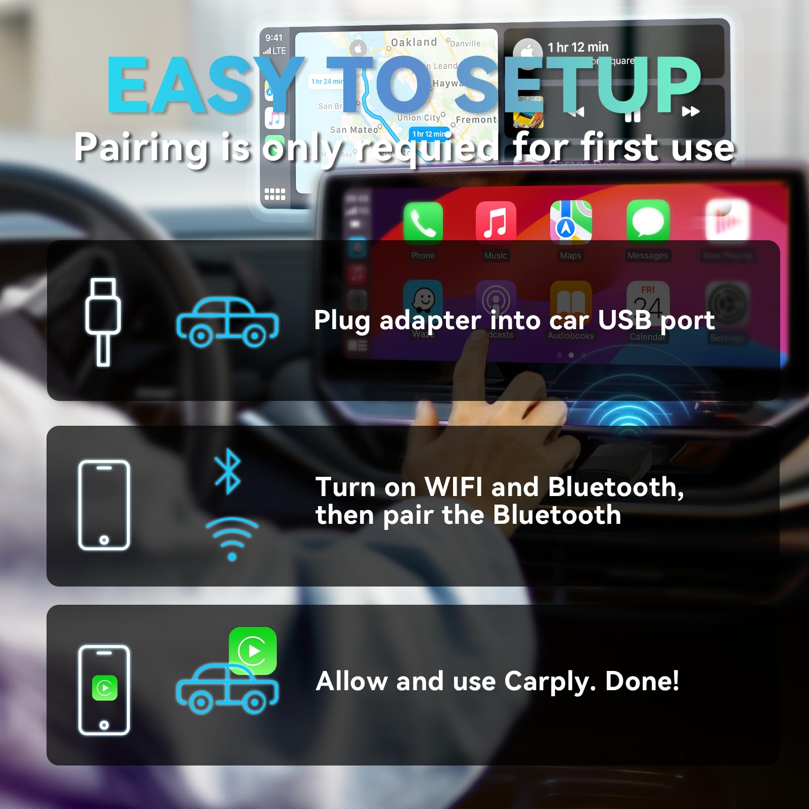 MINIX Wireless CarPlay Adapter for Apple - Convert Factory Wired CarPlay to Wireless, Compatible with iPhone iOS 10+ (Low Latency, USB-C) - Perfect for Commuting, Road Trips & Hands-Free Driving