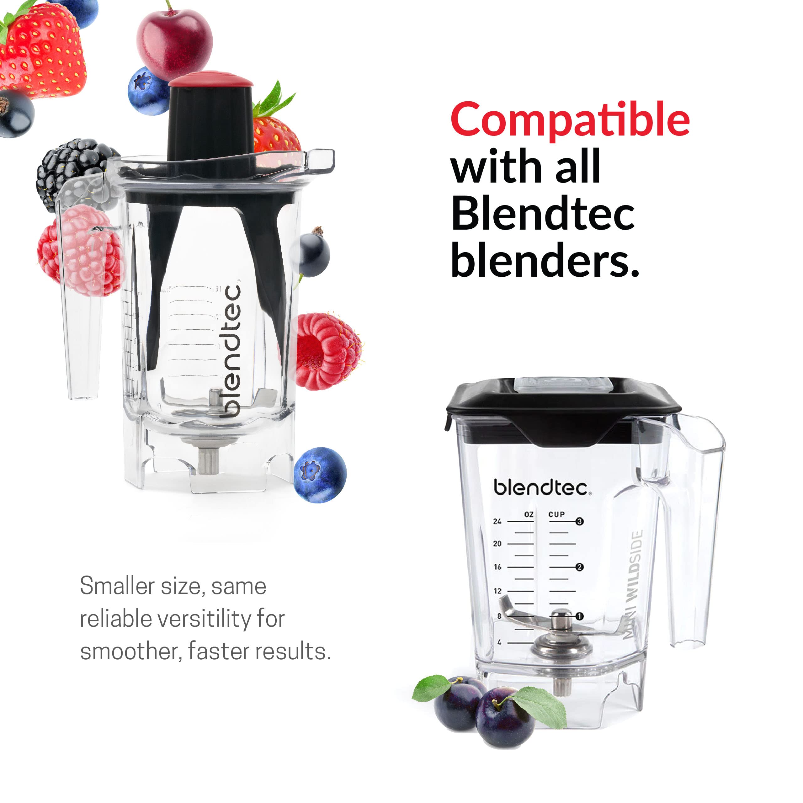 Blendtec Blender Jars - 46oz Mini WildSide+ & 37oz Twister Bundle for Smoothies & Food Prep